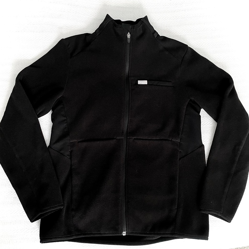 FIGS | Black Full Zip On-Shift Fleece Jacket
